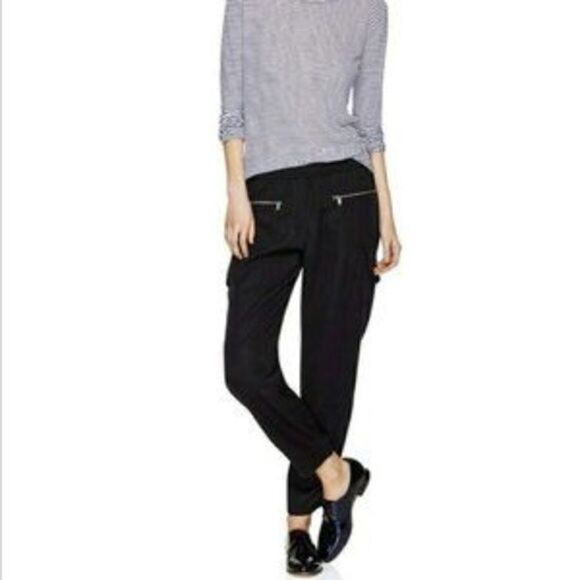 Aritzia Babaton Raegan Lyocell Slim Cargo Jogger Pant In Black Sz XS - Picture 1 of 12